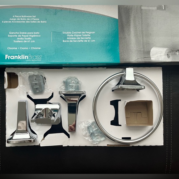 Franklin Brass Futura - Toilet Paper Holder, Shower Hook Towel Ring set Chrome - Picture 3 of 6